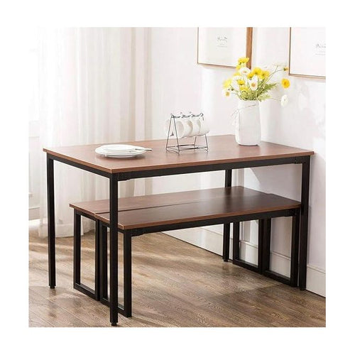 AGM Best Choice Products 45.5in 3-Piece Bench Style Dining Furniture Set, 4-Person Space