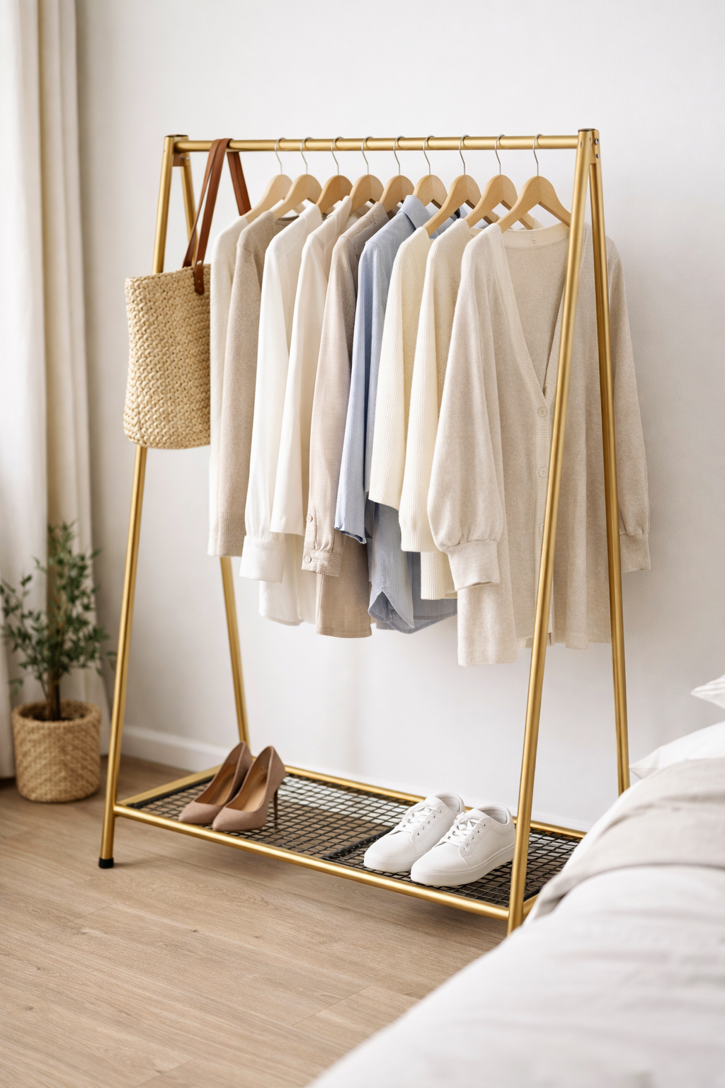 استاند تعليق طويل للملابس بنظام فك وتركيب – معدن مطلي إلكتروستاتيك – 120×180×40 سم