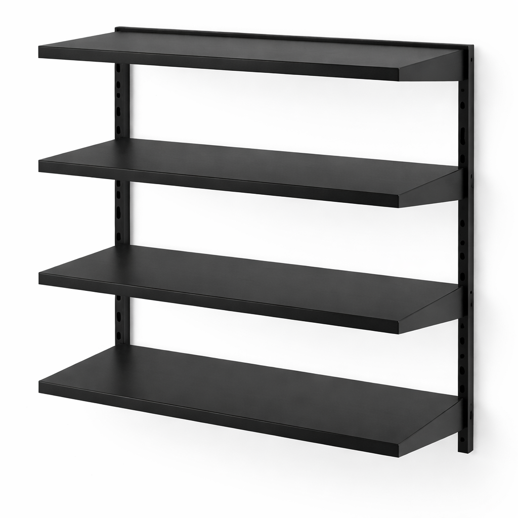 وحدة تخزين حائط معدنية بأرفف متعددة – أسود – 88×45×90 سم