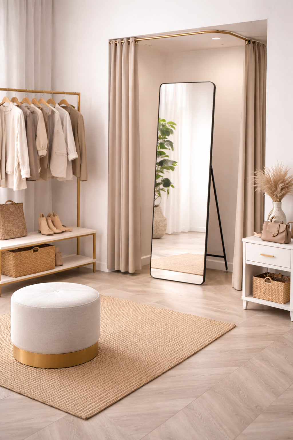 مراية أرضية طويلة قابلة للطي بإطار خشبي – أسود – 170×45 سم