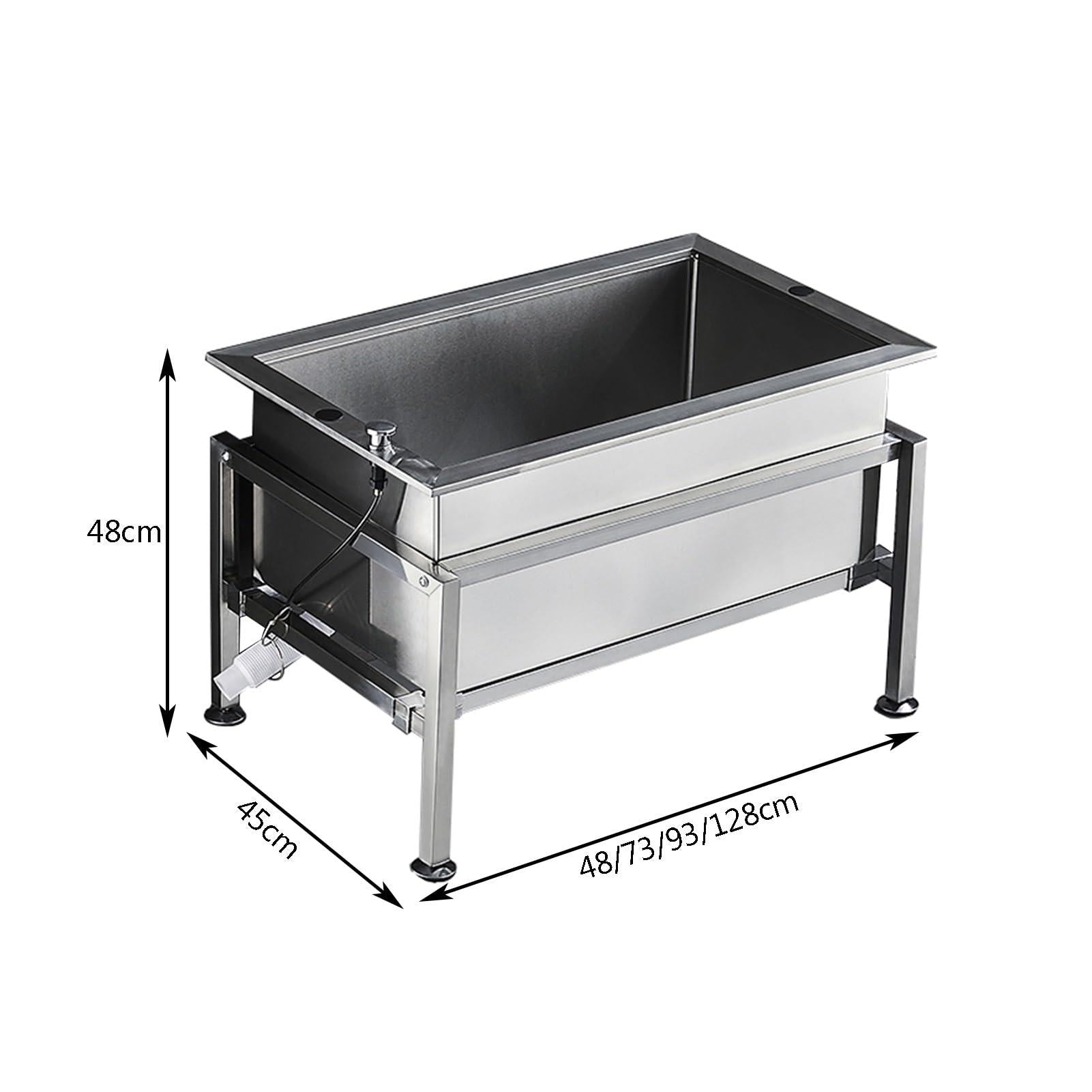 حوض غسيل ممسحة استانلس ستيل أرضي للمطاعم والمغاسل – 48×45×48 سم