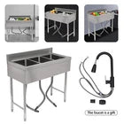 حوض مطبخ صناعي 3 أحواض استانلس ستيل 304 مع خلاط وتصريف للمطاعم والمطابخ التجارية